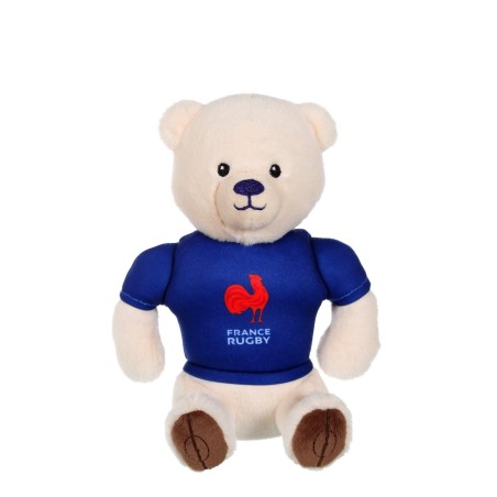 Peluche - Peluche Ours Fédération Française de Rugby (FFR) - Peluche Officielle Sous Licence - 15 cm assis